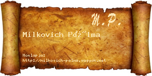 Milkovich Pálma névjegykártya